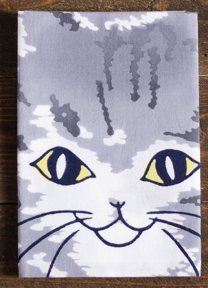 Tenugui Japanese Traditional Towel Made in Japan 100% cotton eco-friendly Featuring Cute Cat Design Patterns (Smiling Cat)