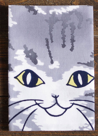 Tenugui Japanese Traditional Towel Made in Japan 100% cotton eco-friendly Featuring Cute Cat Design Patterns (Smiling Cat)