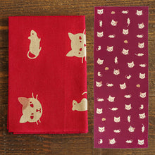 Tenugui Japanese Traditional Towel Made in Japan 100% cotton eco-friendly Featuring Cute Cat Design Patterns (Cat and Mouse)