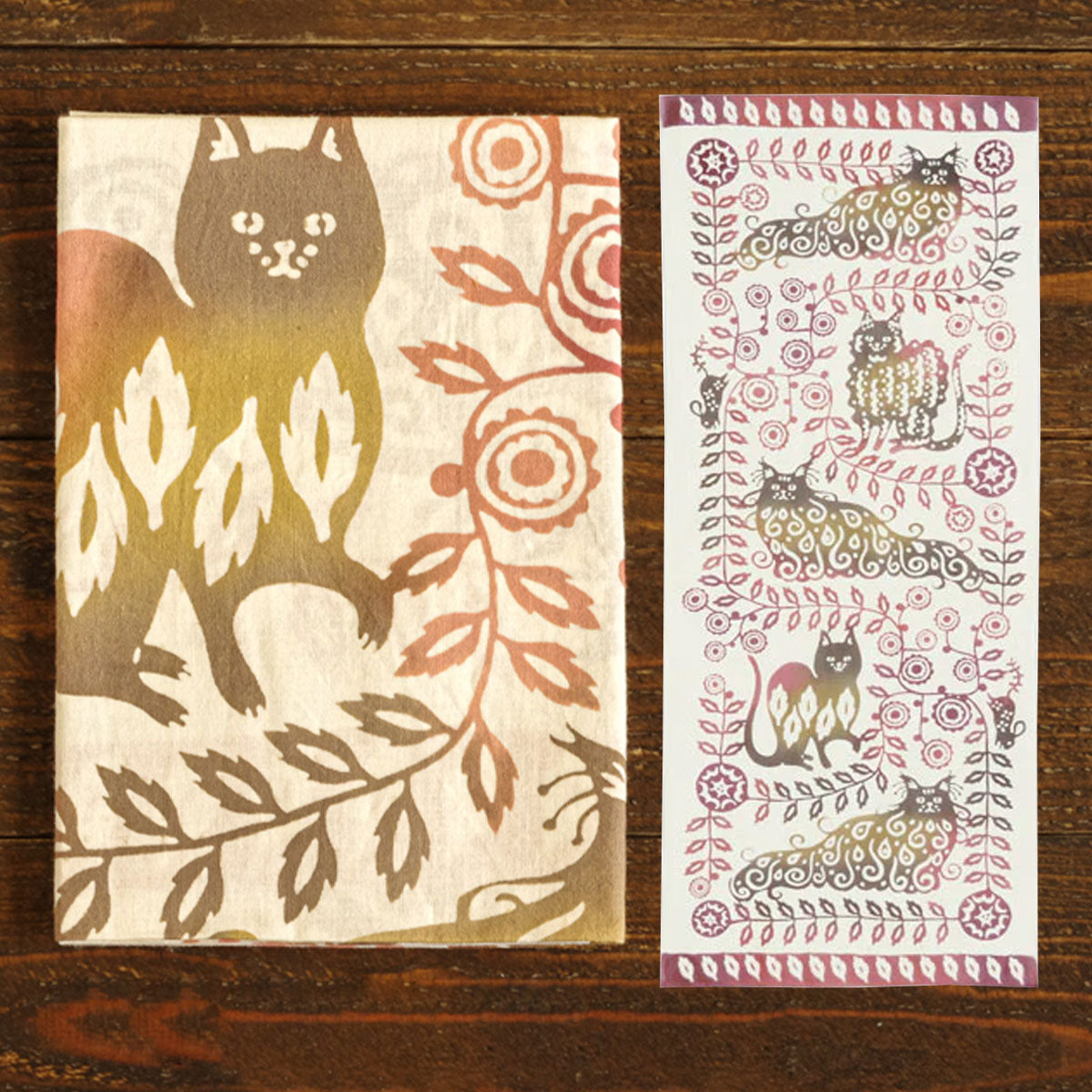 Tenugui Japanese Traditional Towel Made in Japan 100% cotton eco-friendly Featuring Cute Cat Design Patterns (Persian cat design)