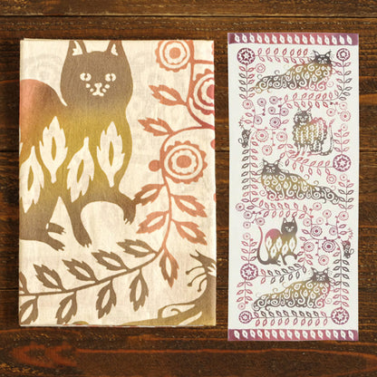 Tenugui Japanese Traditional Towel Made in Japan 100% cotton eco-friendly Featuring Cute Cat Design Patterns (Persian cat design)