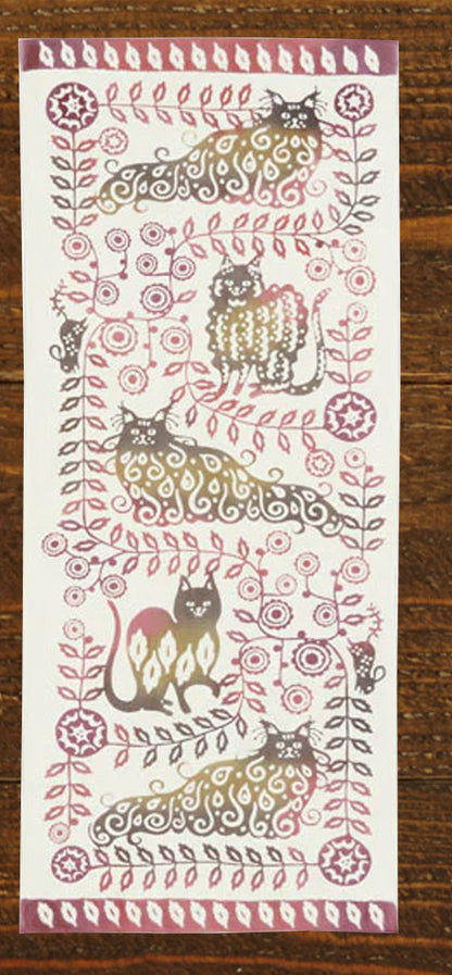 Tenugui Japanese Traditional Towel Made in Japan 100% cotton eco-friendly Featuring Cute Cat Design Patterns (Persian cat design)