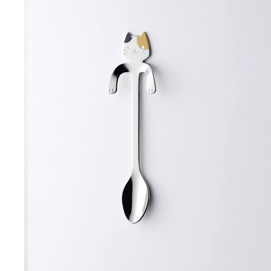 Japanese Hookable Metal Spoons 2pcs/set - Calico & Tuxedo - Made in Tsubame City, Japan