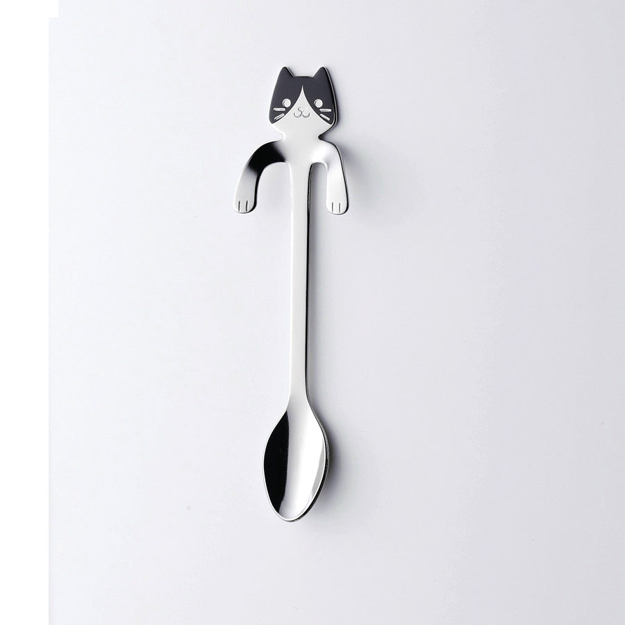 Japanese Hookable Metal Spoons 2pcs/set - Calico & Tuxedo - Made in Tsubame City, Japan