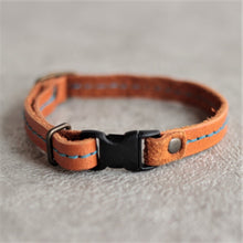 Japanese Genuine Leather Cat Collar Adjustable Camel made in Japan