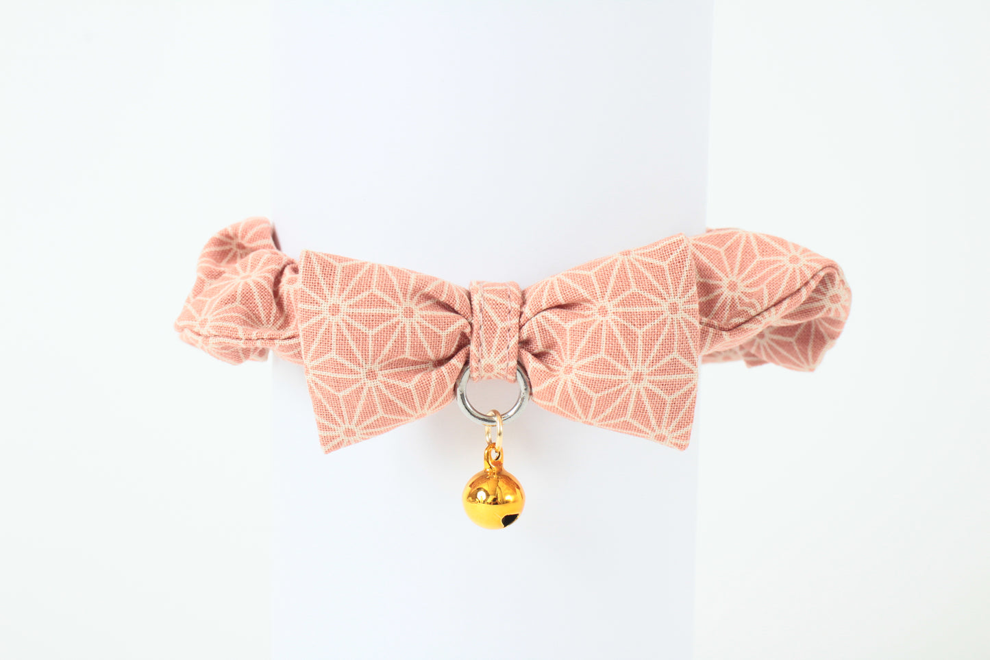 Cat Collar Japanese Elegant ChouChou Asanoha Flax-Leaf pattern Pink  w/ a Bell made in Japan