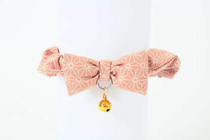 Cat Collar Japanese Elegant ChouChou Asanoha Flax-Leaf pattern Pink  w/ a Bell made in Japan