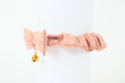 Cat Collar Japanese Elegant ChouChou Asanoha Flax-Leaf pattern Pink  w/ a Bell made in Japan