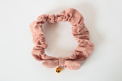 Cat Collar Japanese Elegant ChouChou Asanoha Flax-Leaf pattern Pink  w/ a Bell made in Japan