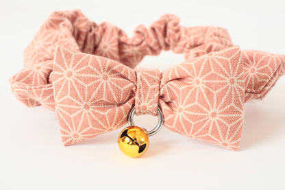 Cat Collar Japanese Elegant ChouChou Asanoha Flax-Leaf pattern Pink  w/ a Bell made in Japan