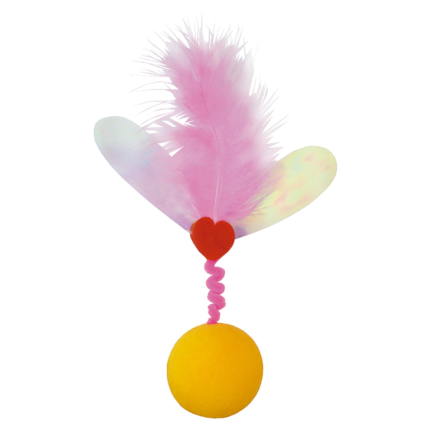 Cat Toy Ball w/ Feather & Aurora Plastic Film, weight inside made in Japan