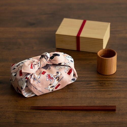 Furoshiki Japanese Wrapping Cloth "Cats Suggested as the Fifty-three Stations of the Tōkaidō" made in Japan 48x48cm