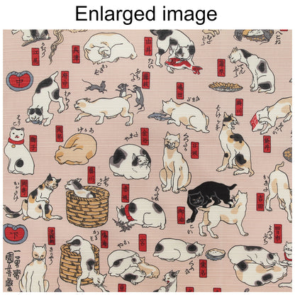 【Large】Furoshiki Japanese Wrapping Cloth "Cats Suggested as the Fifty-three Stations of the Tōkaidō" made in Japan 104cmx104cm