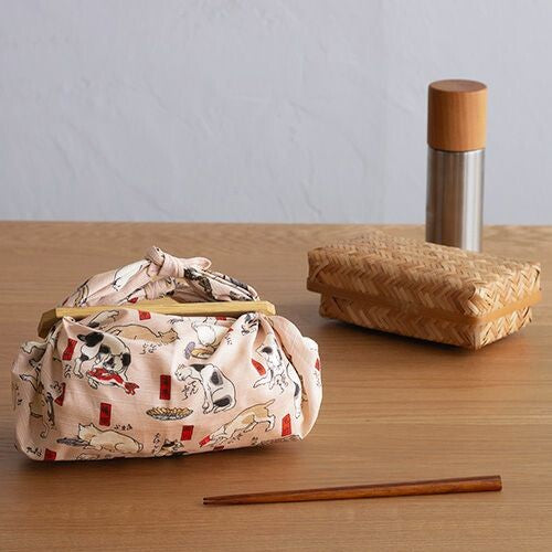 Furoshiki Japanese Wrapping Cloth "Cats Suggested as the Fifty-three Stations of the Tōkaidō" made in Japan 48x48cm