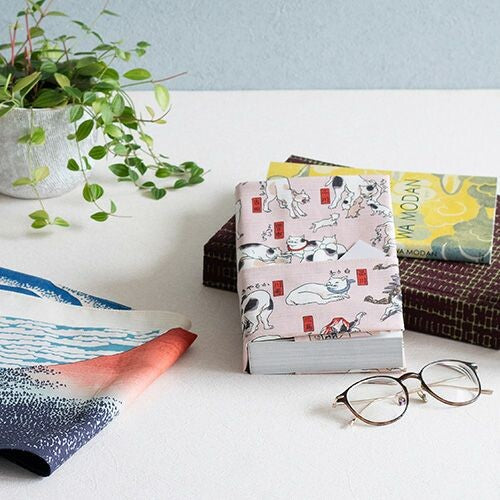 Furoshiki Japanese Wrapping Cloth "Cats Suggested as the Fifty-three Stations of the Tōkaidō" made in Japan 48x48cm