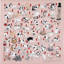 【Large】Furoshiki Japanese Wrapping Cloth "Cats Suggested as the Fifty-three Stations of the Tōkaidō" made in Japan 104cmx104cm