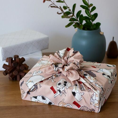【Large】Furoshiki Japanese Wrapping Cloth "Cats Suggested as the Fifty-three Stations of the Tōkaidō" made in Japan 104cmx104cm