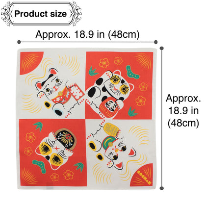Japanese Furoshiki Wrapping Cloth – “Fuku Cochae” Maneki Neko (Beckoning Cat) Design