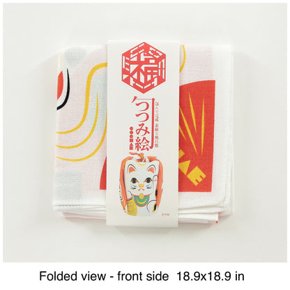 Japanese Furoshiki Wrapping Cloth – “Fuku Cochae” Maneki Neko (Beckoning Cat) Design