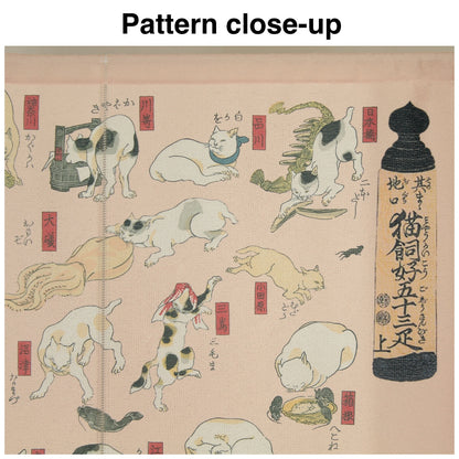 【Long】Japanese Noren Curtain – Ukiyo-e by Utagawa Kuniyoshi “Cats Suggested as the Fifty-three Stations of the Tōkaidō”