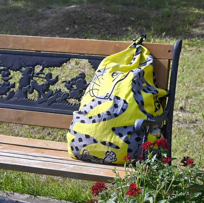 Japanese Cat Print Furoshiki Wrapping Cloth Large – Lien Yellow  38.2in