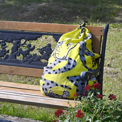 Japanese Cat Print Furoshiki Wrapping Cloth Large – Lien Yellow  38.2in