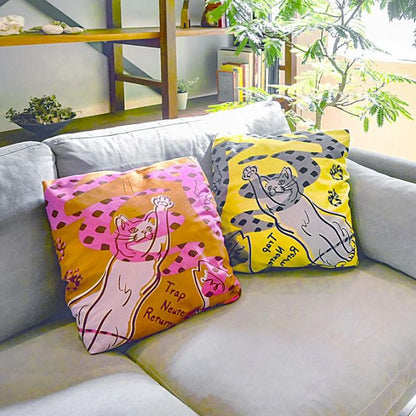 Japanese Cat Print Furoshiki Wrapping Cloth Large – Lien Yellow  38.2in