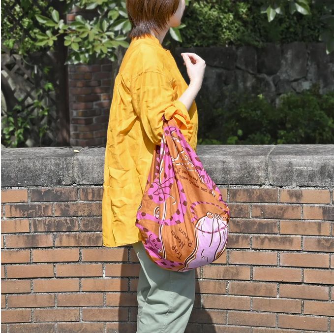 Japanese Cat Print Furoshiki Wrapping Cloth Large – Lien Orange  38.2in