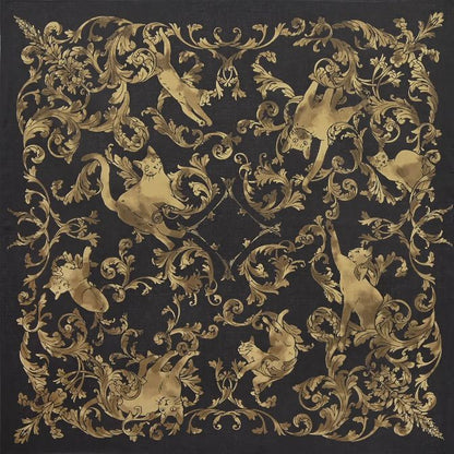 Japanese Cat Print Furoshiki Wrapping Cloth Large – Rondo of Cats Black 38.2in
