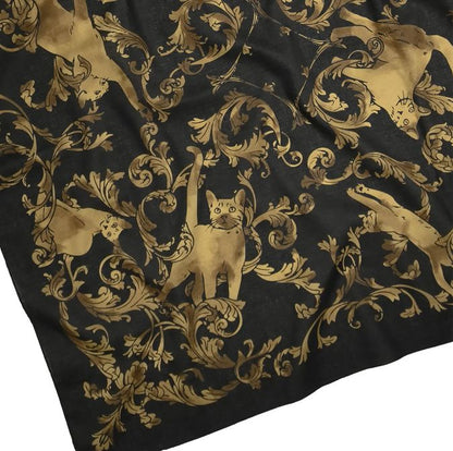 Japanese Cat Print Furoshiki Wrapping Cloth Large – Rondo of Cats Black 38.2in