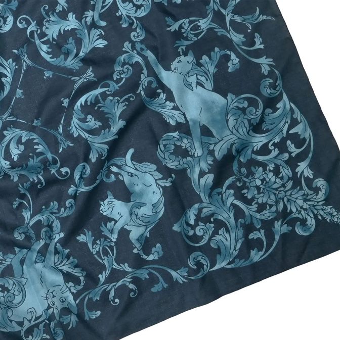 Japanese Cat Print Furoshiki Wrapping Cloth Large – Rondo of Cats Blue 38.2in