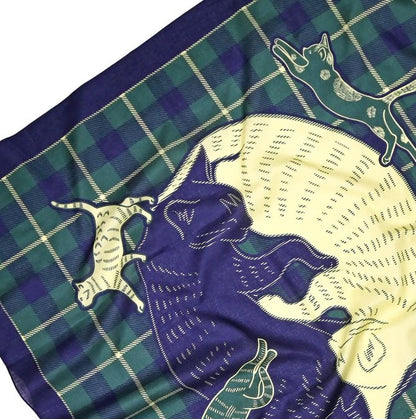 Japanese Cat Print Furoshiki Wrapping Cloth Large – Sleeping Cat Green 38.2in
