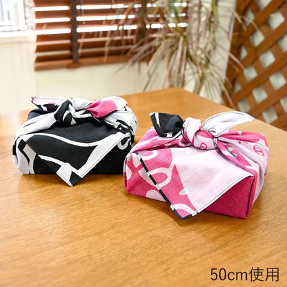 Japanese Cat Print Furoshiki Wrapping Cloth Reversible – Dotch Dotch Cat Puzzle Black & Purple 19.7in