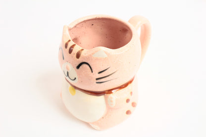 Mino ware Japanese Pottery Mug Cup Manekineko Cat Carnation Pink made in Japan