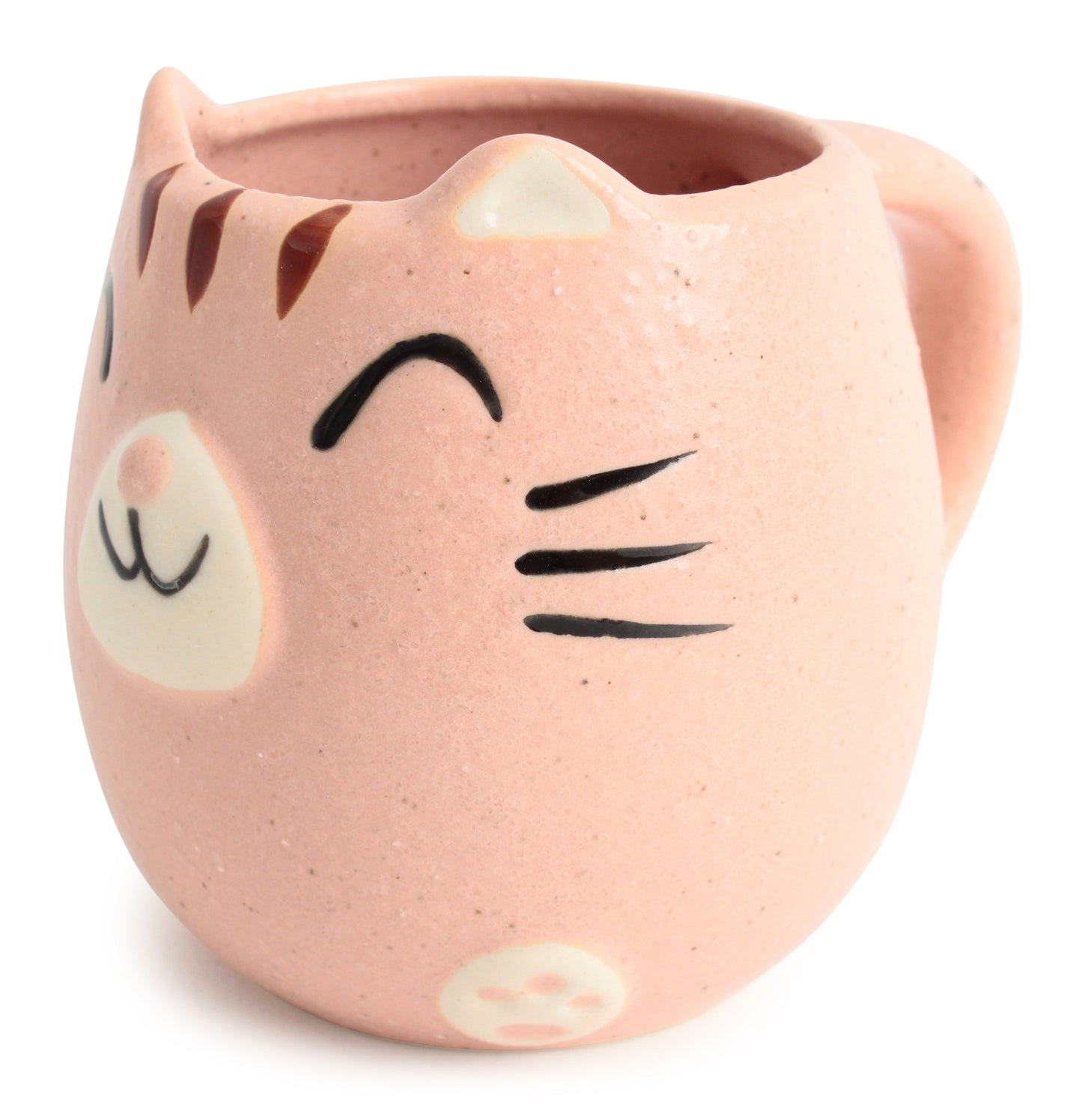 Mino ware Japanese Pottery Mug Cup Cat Shape Carnation Pink made in Japan