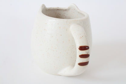 Mino ware Japanese Pottery Mug Cup Cat Shape Chiffon White made in Japan