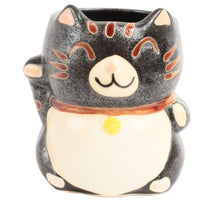 Mino ware Japanese Pottery Mug Cup Manekineko Cat Matte Black made in Japan