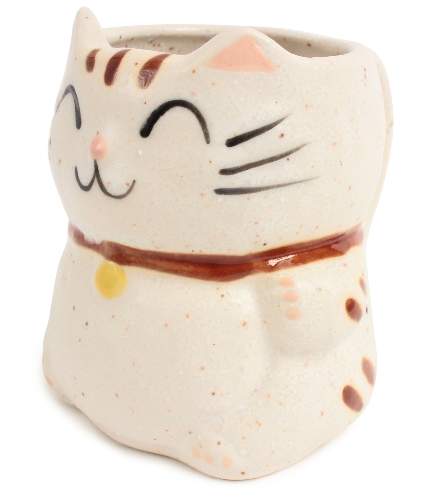 Mino ware Japanese Pottery Mug Cup Manekineko Cat Chiffon White made in Japan