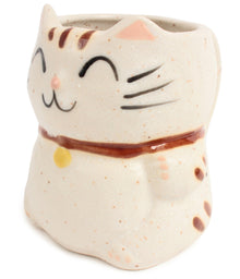 Mino ware Japanese Pottery Mug Cup Manekineko Cat Chiffon White made in Japan