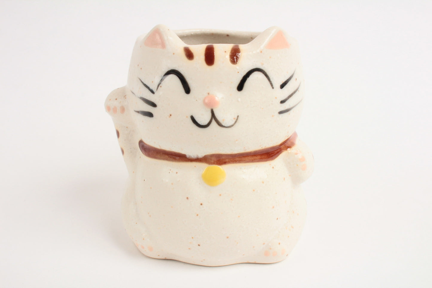 Mino ware Japanese Pottery Mug Cup Manekineko Cat Chiffon White made in Japan