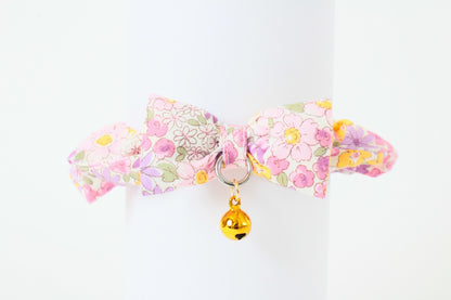 Cat Collar Japanese Elegant ChouChou Flower Pink Pattern w/ a Bell made in Japan