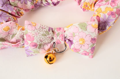 Cat Collar Japanese Elegant ChouChou Flower Pink Pattern w/ a Bell made in Japan