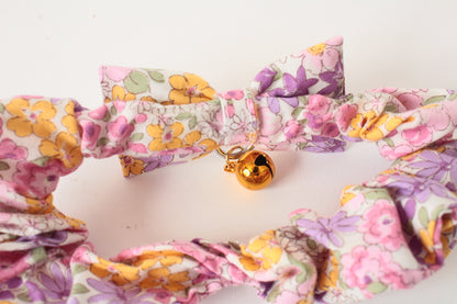Cat Collar Japanese Elegant ChouChou Flower Pink Pattern w/ a Bell made in Japan