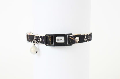 Cat Collar Japanese Sakura Cherry Blossom Pattern w/ a Bell Black, Breakaway buckle made in Japan