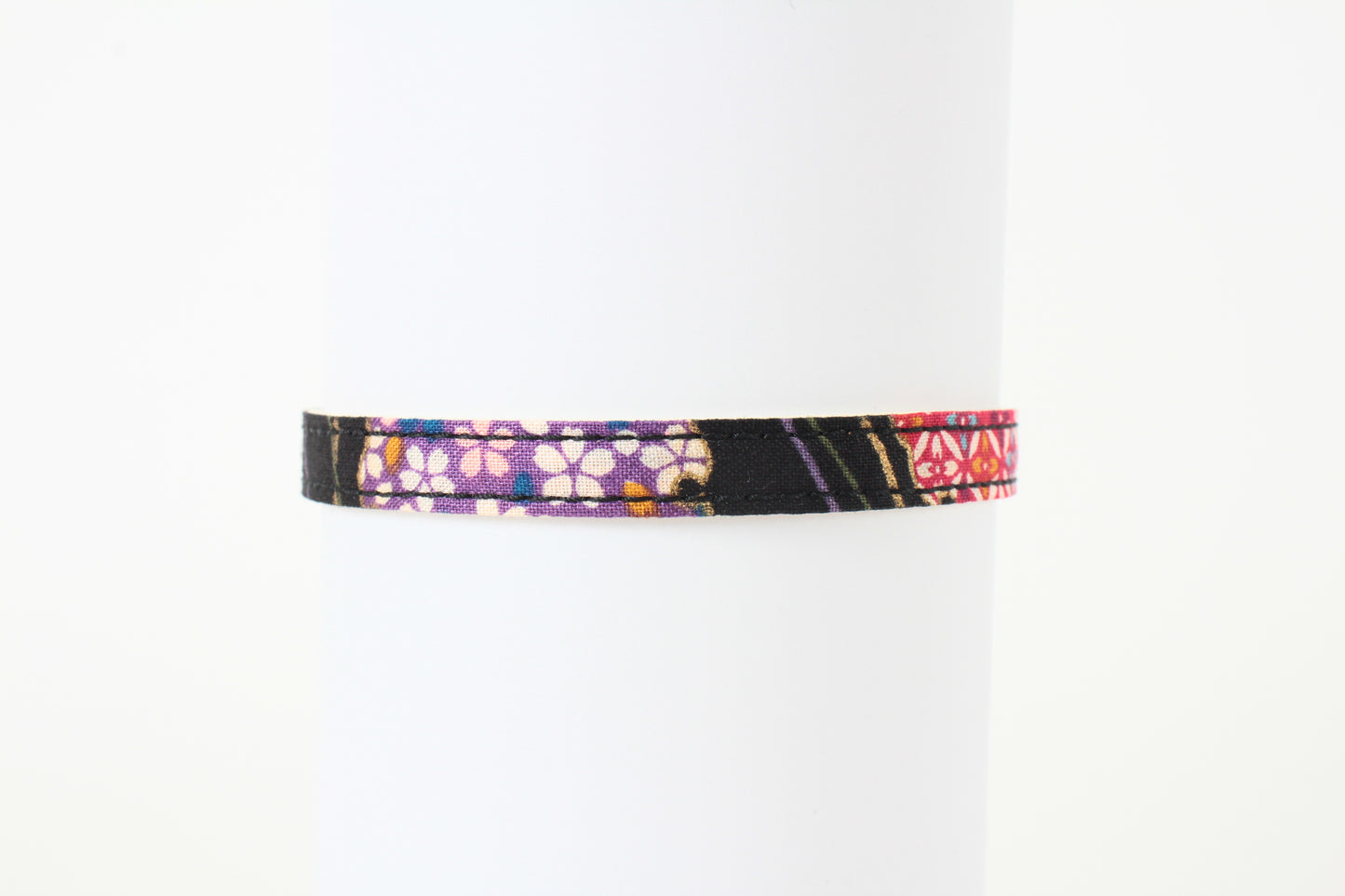 Cat Collar Japanese Sakura Cherry Blossom Pattern w/ a Bell Black, Breakaway buckle made in Japan
