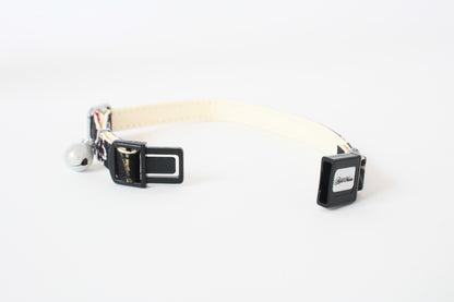 Cat Collar Japanese Sakura Cherry Blossom Pattern w/ a Bell Black, Breakaway buckle made in Japan