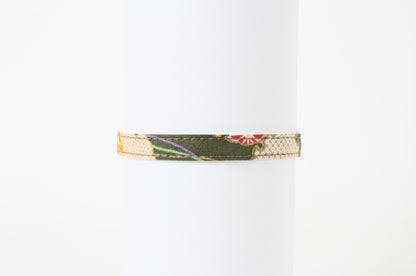 Cat Collar Japanese Sakura Cherry Blossom Pattern w/ a Bell Green, Breakaway buckle made in Japan