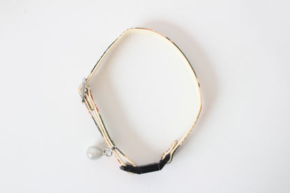 Cat Collar Japanese Sakura Cherry Blossom Pattern w/ a Bell Green, Breakaway buckle made in Japan