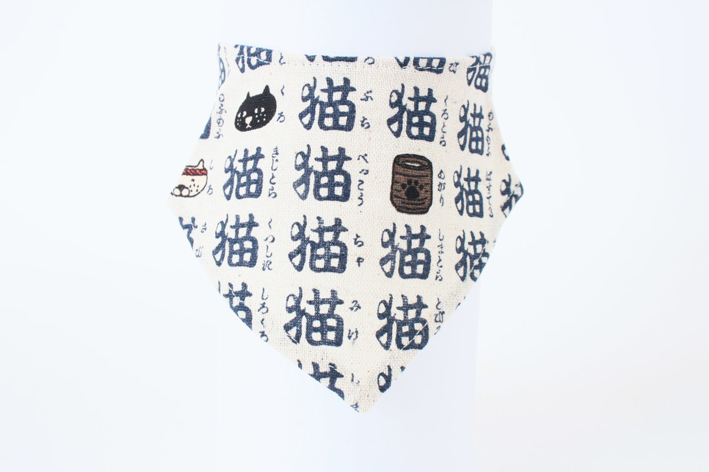 Japanese Cat Bandana – “Neko” Kanji & Cat Faces Pattern