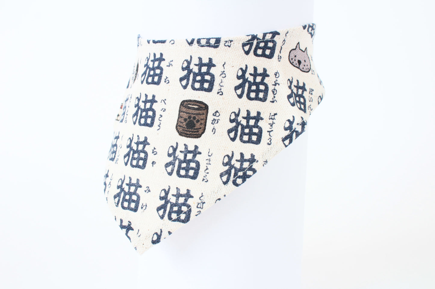 Japanese Cat Bandana – “Neko” Kanji & Cat Faces Pattern